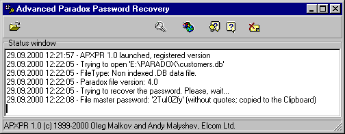 Advanced Paradox Password Recovery Screenshot